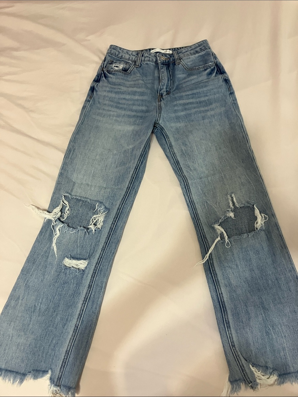 Altar'd State Light Blue Distressed Wide-Leg Jeans